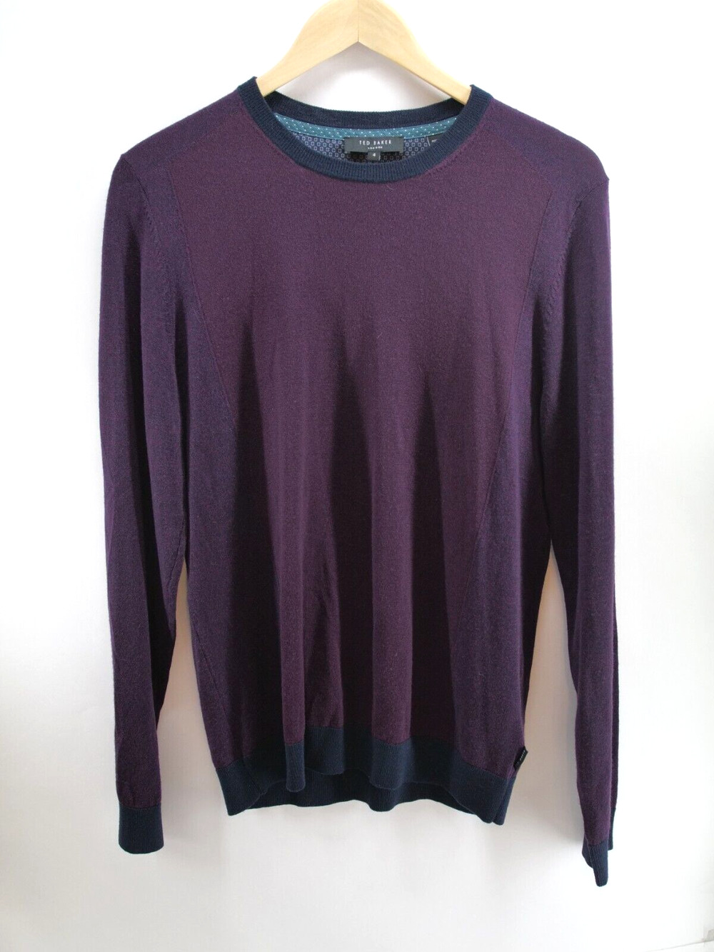Ted Baker London Mens Sweater Size 4 US M Solid crew neck purple